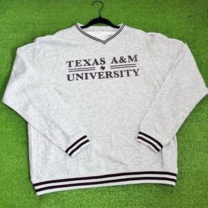 Vintage Texas A&M Sweatshirt XL Y2K Aggies Sweater 90s Pullover Striped Cotton
